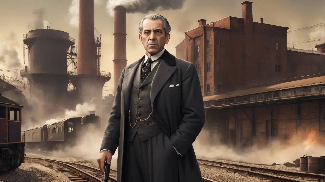 O Conde Matarazzo à frente de seu gigantesco império industrial em São Paulo, simbolizando o maior empresário da história do Brasil.